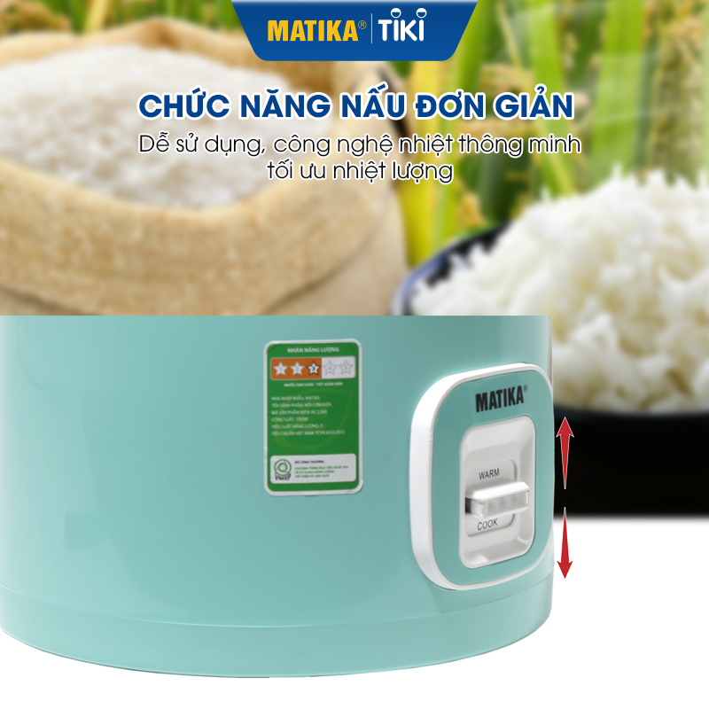 Nồi Cơm Điện MATIKA 2.2L MTK-RC2295 - Hàng chính hãng