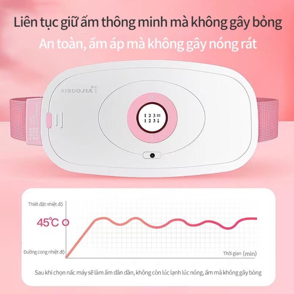 Đai chườm nóng sưởi ấm bụng,đai massage bụng 2in1 làm nóng giúp giảm đau bụng kinh nguyệt,3 mức nhiệt, bảo hành 12 tháng