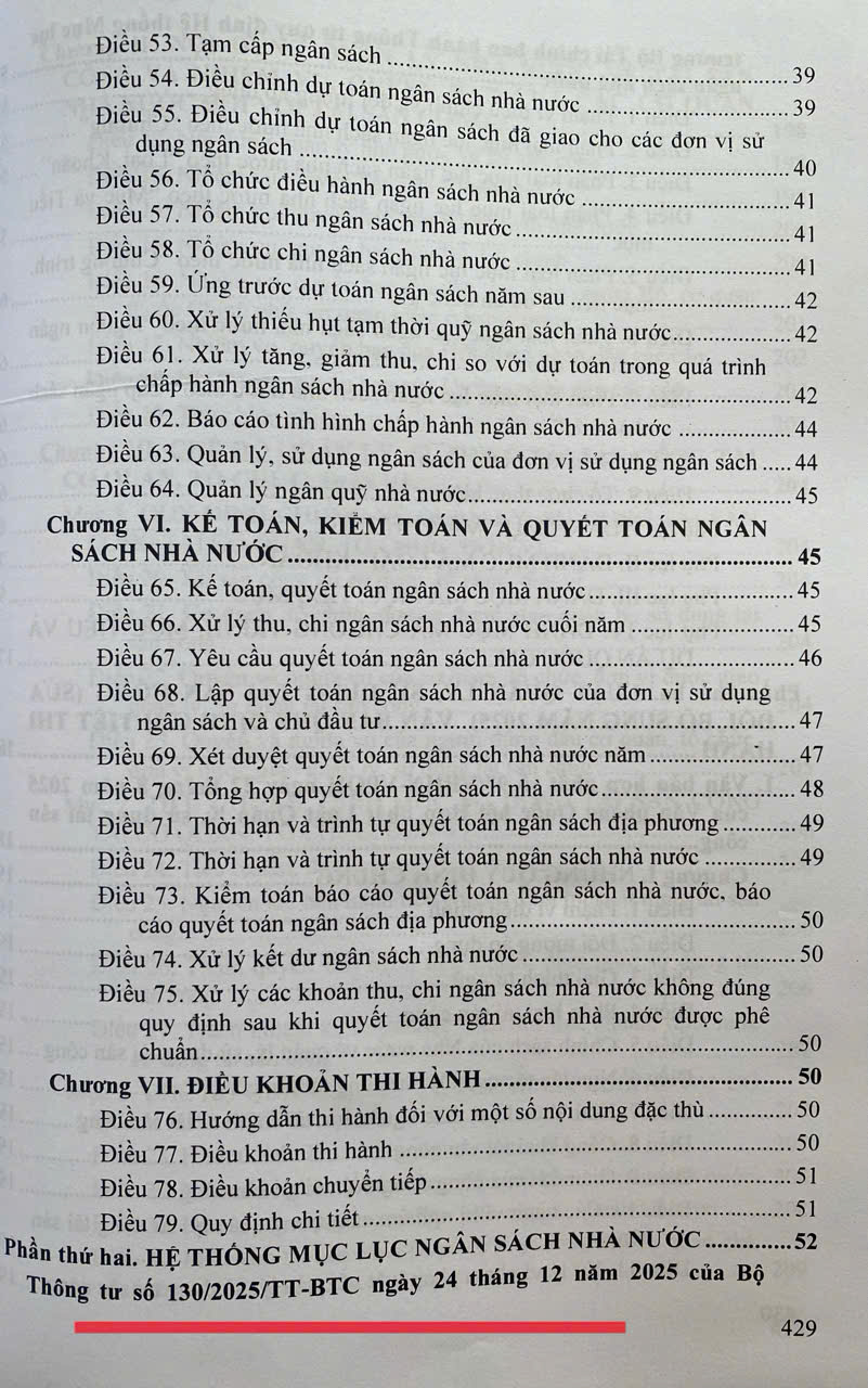 Hệ Thống Mục Lục Ngân Sách Nhà Nước ( Theo Thông Tư Số 130/2025/TT-BTC)
