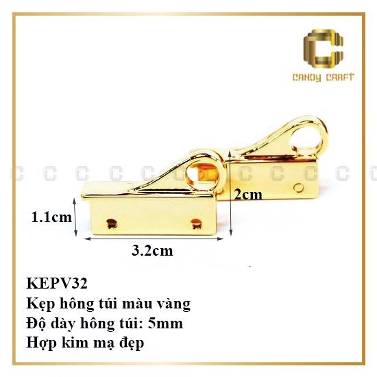 Kẹp hông túi - 1 cặp vàng nhạt 4cm