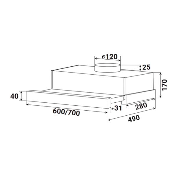 Máy hút mùi âm tủ Kaff KF-TL1006B - Hàng chính hãng