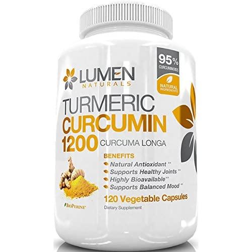 Turmeric Curcumin with BioPerine for Joint Pain & Inflammation - Organic Extra Strength Anti Inflammatory Turmeric Curcumin Capsules - Tumeric Supplement with Black Pepper - 120 Count