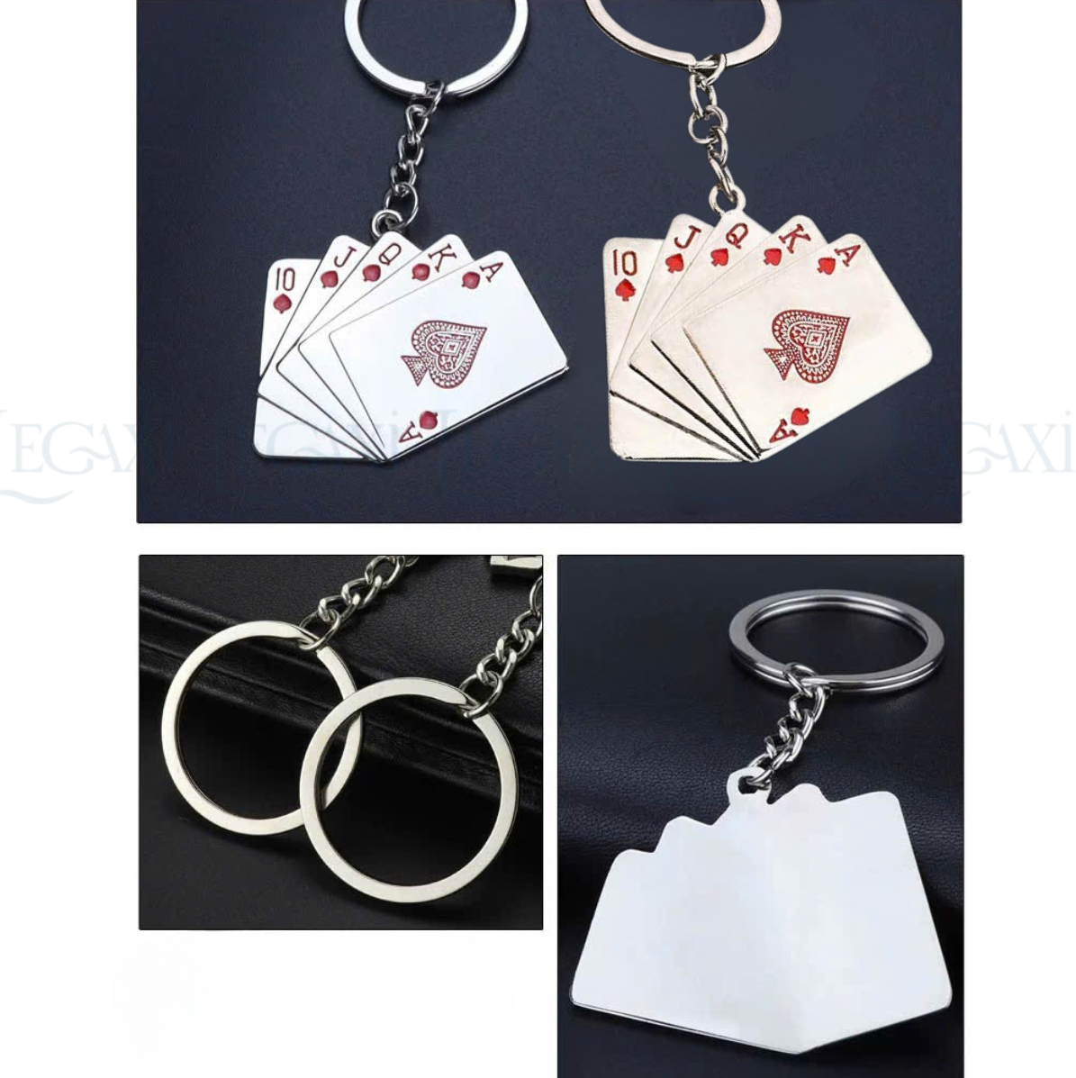 Móc Khóa Kim Loại Mini Mặt Lá Bài Tây Poker Đỏ Độc Đáo Dùng Cho Chìa Khóa Xe Máy, oto, Nhà, Balo