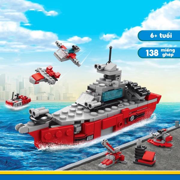 Đồ Chơi Lắp Ráp Siêu Chiến Hạm 6 Trong 1 - Warship - Toys&amp;Joys 8970-1 (138 Mảnh Ghép)