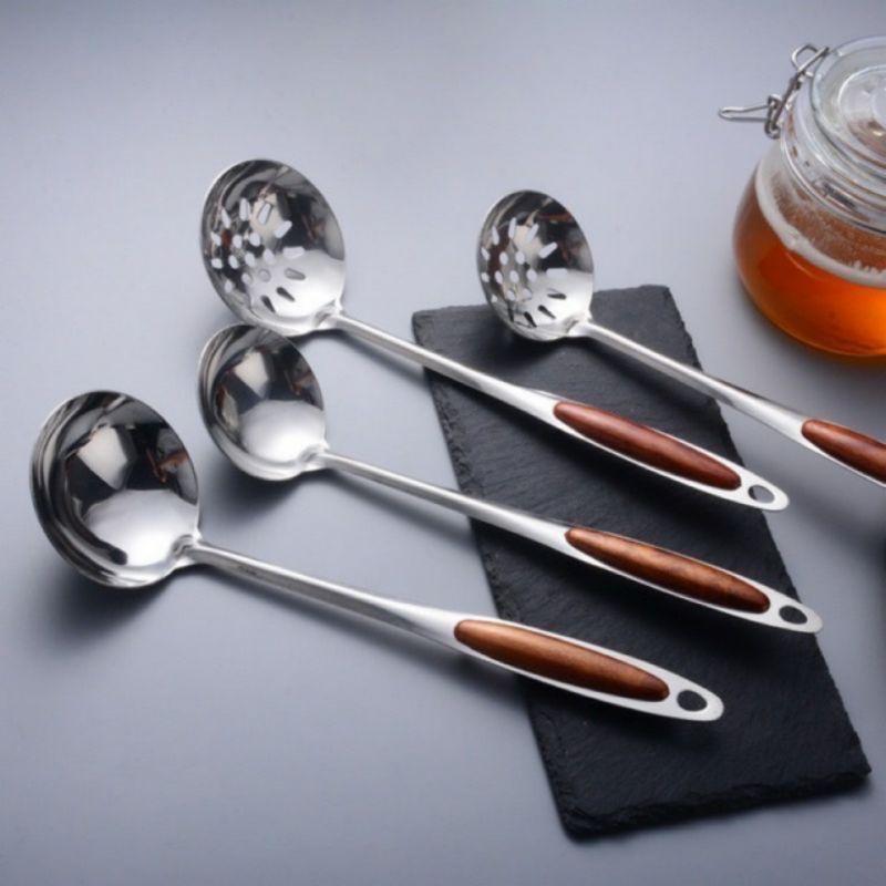 Bộ Muôi Inox Cao Cấp Cán Nâu