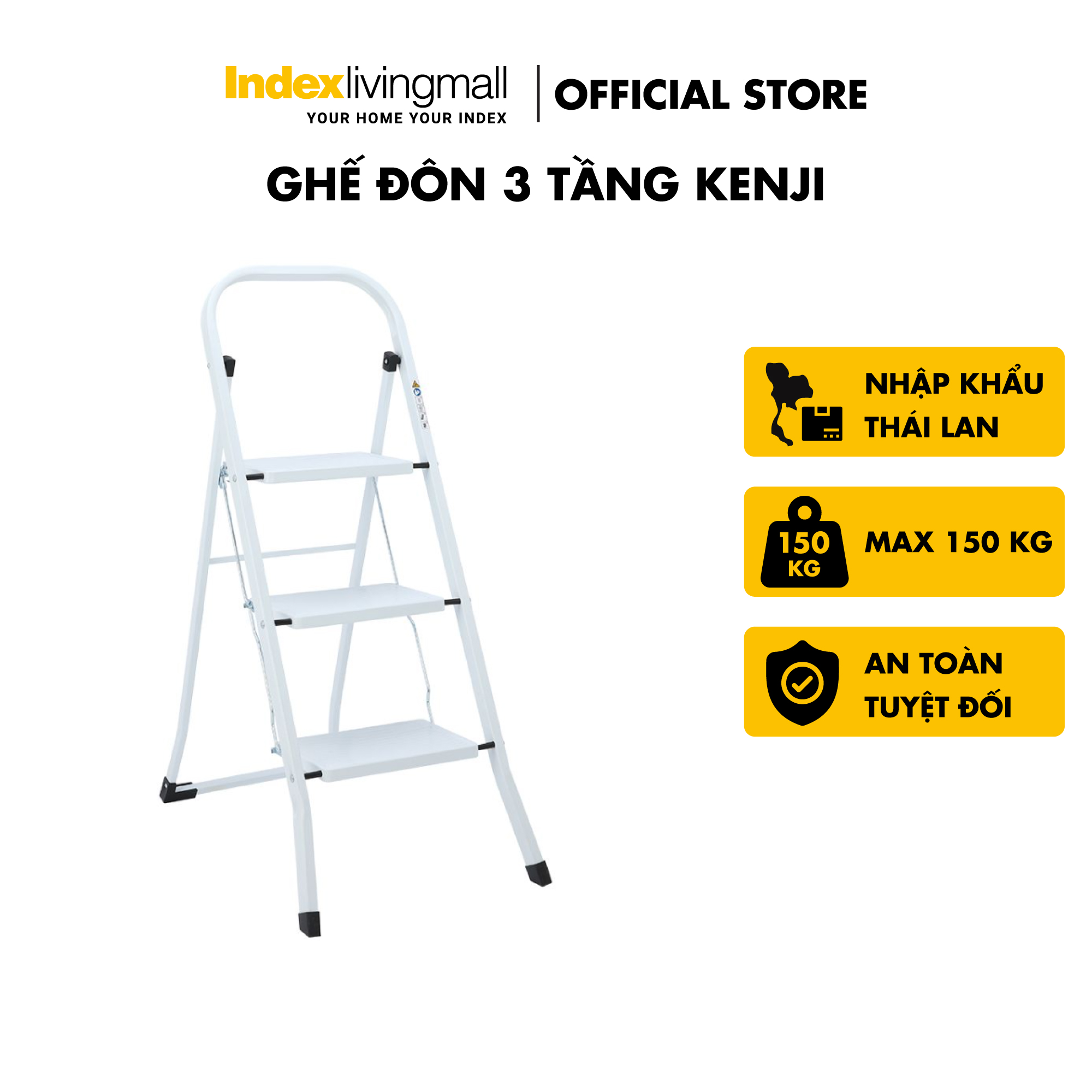 Ghế bậc thang 3 tầng bằng sắt KENJI màu trắng | Index Living Mall - Phân phối độc quyền tại Việt Nam