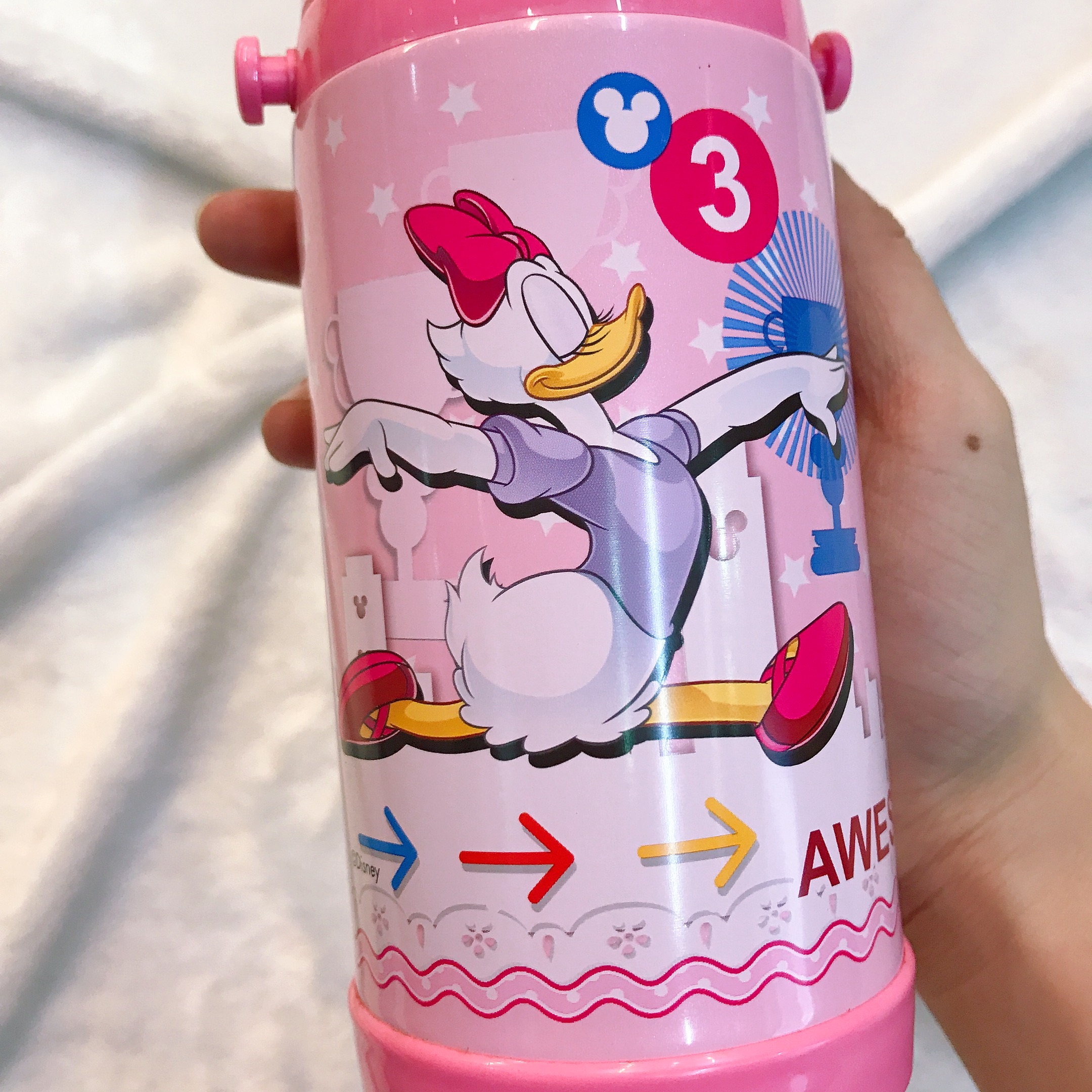 Bình nước giữ nhiệt hình chuột Minnie màu hồng đánh vợt cho trẻ em, các bé, học sinh -  - WD-3413MIN