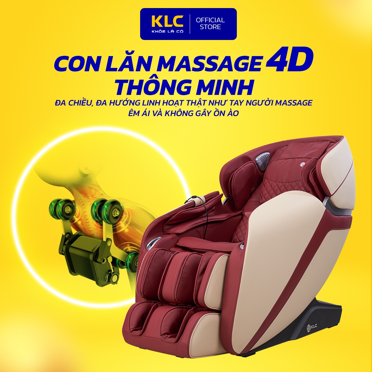 Ghế massage toàn thân KLC K6688, công nghệ nhiệt hồng ngoại kết hợp con lăn 4D, chất da cao cấp