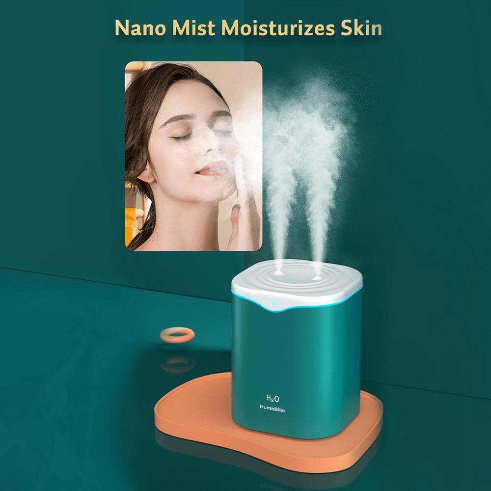 2000ML USB Máy Tạo Độ Ẩm Không Khí Đôi Cổng Xịt Tinh Máy Khuếch Tán Tinh Dầu Mát Sương Phun Sương Tạo Ẩm Hình Ếch Con Cho Nhà Văn Phòng