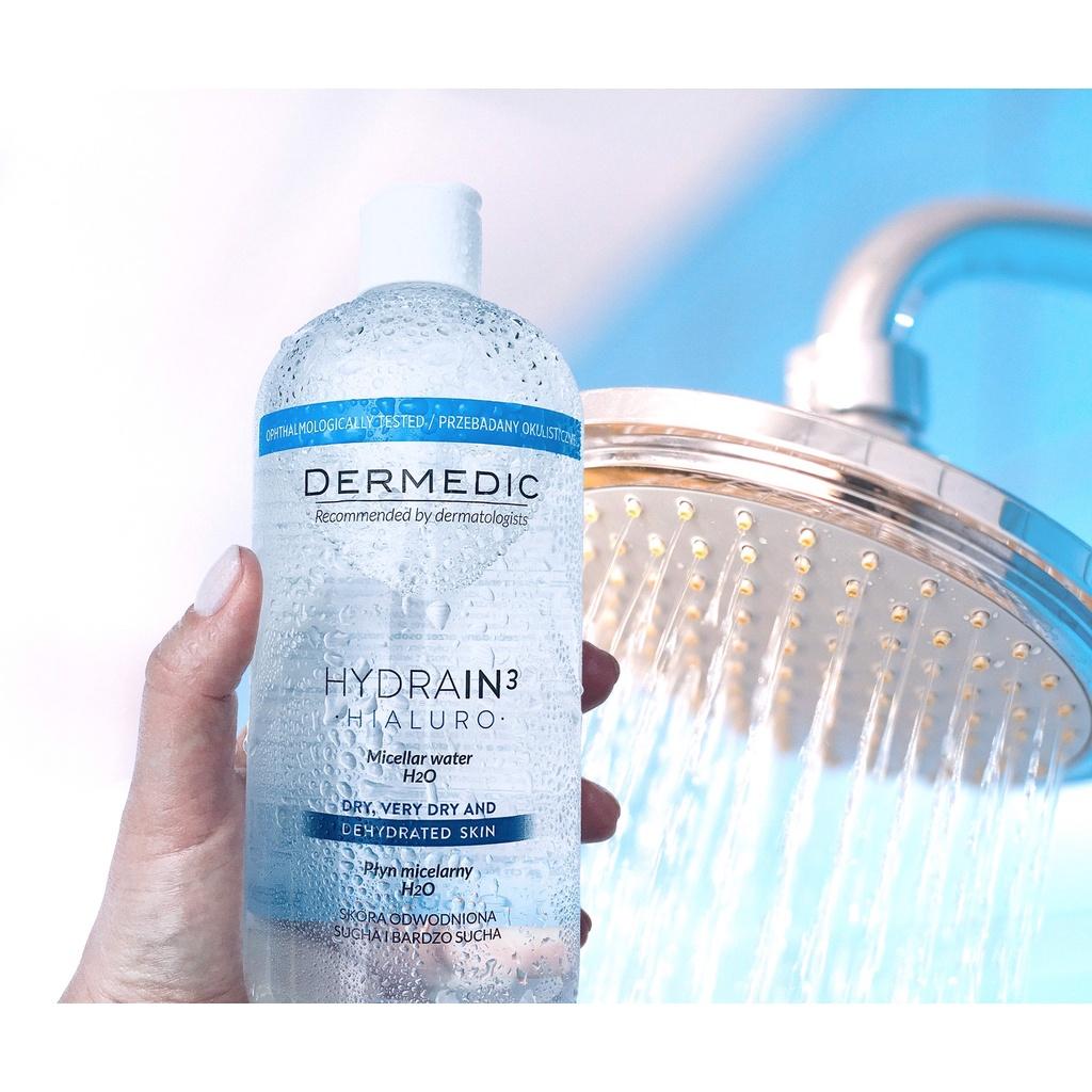 Nước tẩy trang Dermedic 2 in 1 cho da khô cấp ẩm HA Hydrain3 Hialuro Micellar water H2O 500 ml