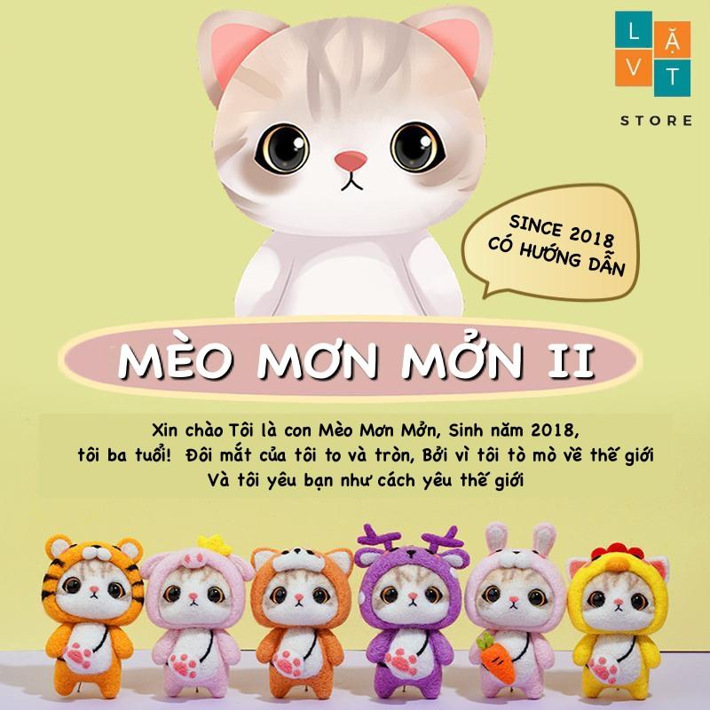 Bộ Kit Len Chọc Mèo Mơn Mởn 2 Dễ Thương- Needle Felting Cat- Quà Tặng Handmade, ý nghĩa cho người yêu quý