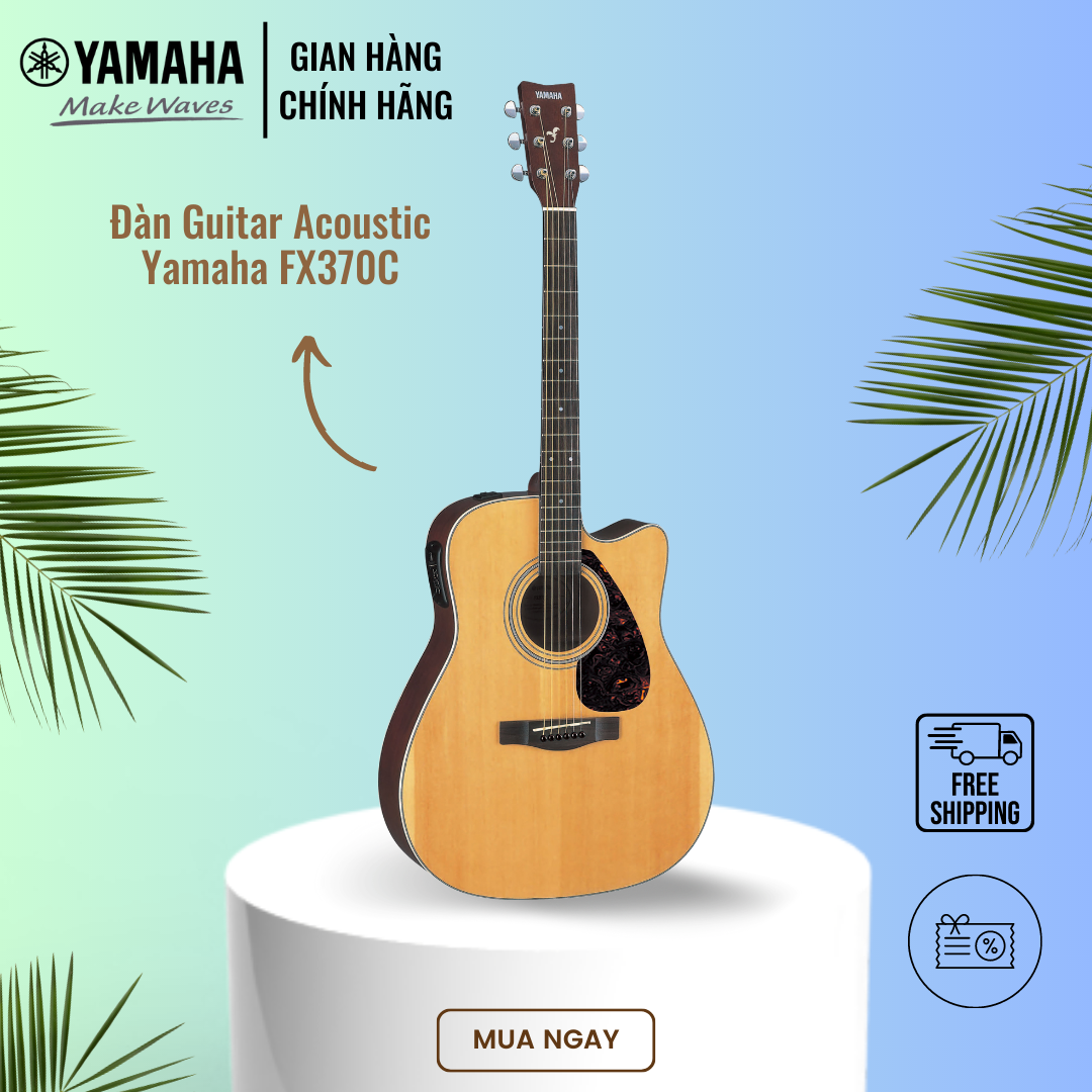 Đàn Guitar Acoustic YAMAHA FX370C - Mặt đàn gỗ vân sam, mặt sườn và lưng đàn từ gỗ nato, hệ thống âm thanh Pickup, hàng chính hãng