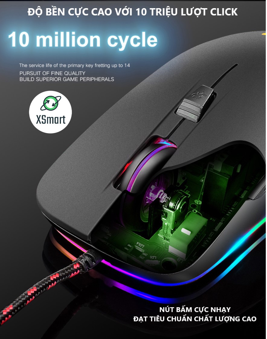 Bộ Bàn Phím CƠ Chơi Game XSmart Led Nhiều Màu Và Chuột Gaming T907+V6 Tương Thích Laptop Máy Tính PC - Hàng Chính Hãng