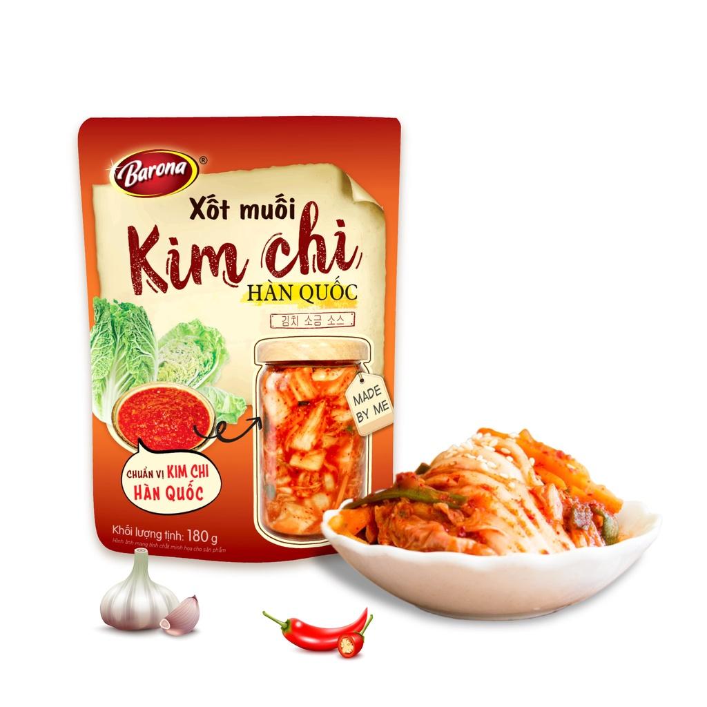 Xốt Muối Kim Chi Hàn Quốc Barona 180g, Combo 3 gói Tặng 1 Hũ Thủy Tinh Cao Cấp (1 lít)