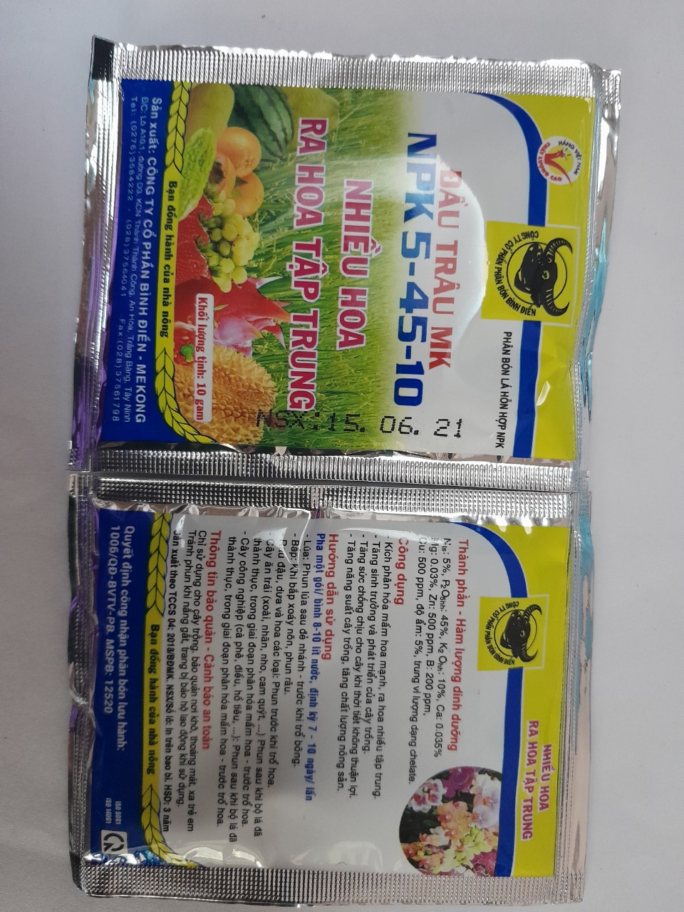 [COMBO 2 GÓI] Phân Bón Hoa, Rau Sạch NPK 5-45-10 Phân Bón Đầu Trâu Phân Bón Siêu Lân Bình Điền - Giúp Ra Hoa Tập Trung