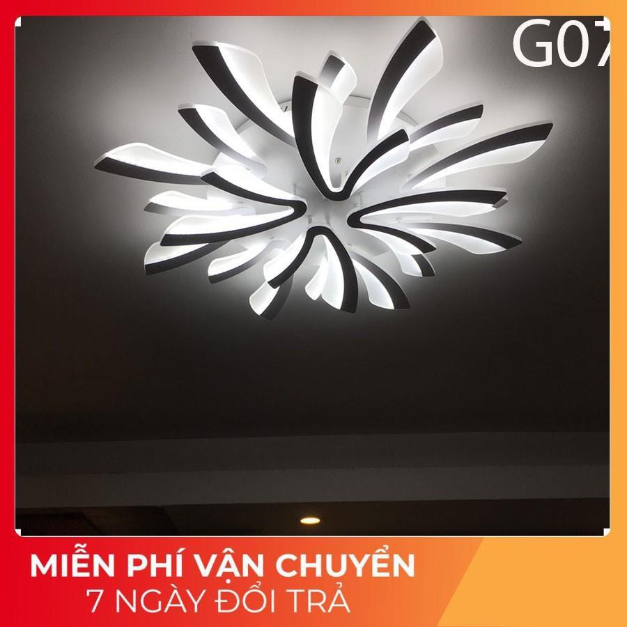 ĐÈN ỐP TRẦN phòng khách, phòng ngủ-G07, LED tô điểm tối tân 12 cánh chữ V, 3 cơ chế sáng