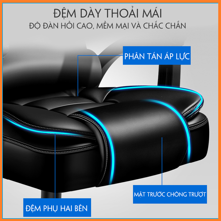 Ghế Văn Phòng Cao Cấp. Ghế Giám Đóc HC148. Có Massage Lưng 5 Điểm. Ghế Công Sở Chân Xoay 360° Có Gác Chân, Ngả Lưng.