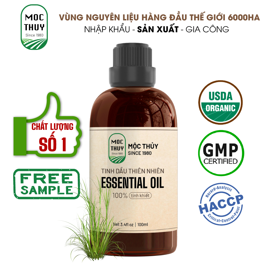 Tinh Dầu Thiên Nhiên Nguyên Chất MỘC THỦY - Essential Oil - Khử Mùi Xông Thơm Phòng, Thư Giãn 100ml/1000ml/ Sả Chanh /Bạc Hà/ Quế/ Oải hương/ Bưởi/ Cam/ Hoa Lài/ Quýt/ Tràm Huế/ Hoa Hồng/ Lavender/ Ngọc Lan Tây/ Tràm Trà/ Sả Java