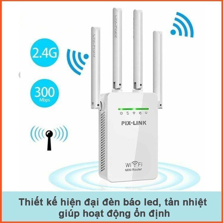 Kích Sóng Wifi Tốc Độ Cao 4 Râu Pix-Link, kích sóng wifi 4G, kích sóng wifi 5G tốc độ cao sóng khỏe tần số kép AC 1200, bộ định tuyến wifi, bộ phát wifi 4 râu cường độ khỏe 300Mbps - Hàng chính hãng/hàng nhập khẩu