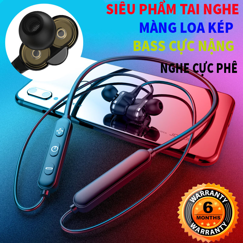 Tai nghe thể thao bluetooth 5.0 màng loa kép true wireless DM60 ( hàng nhập khẩu )