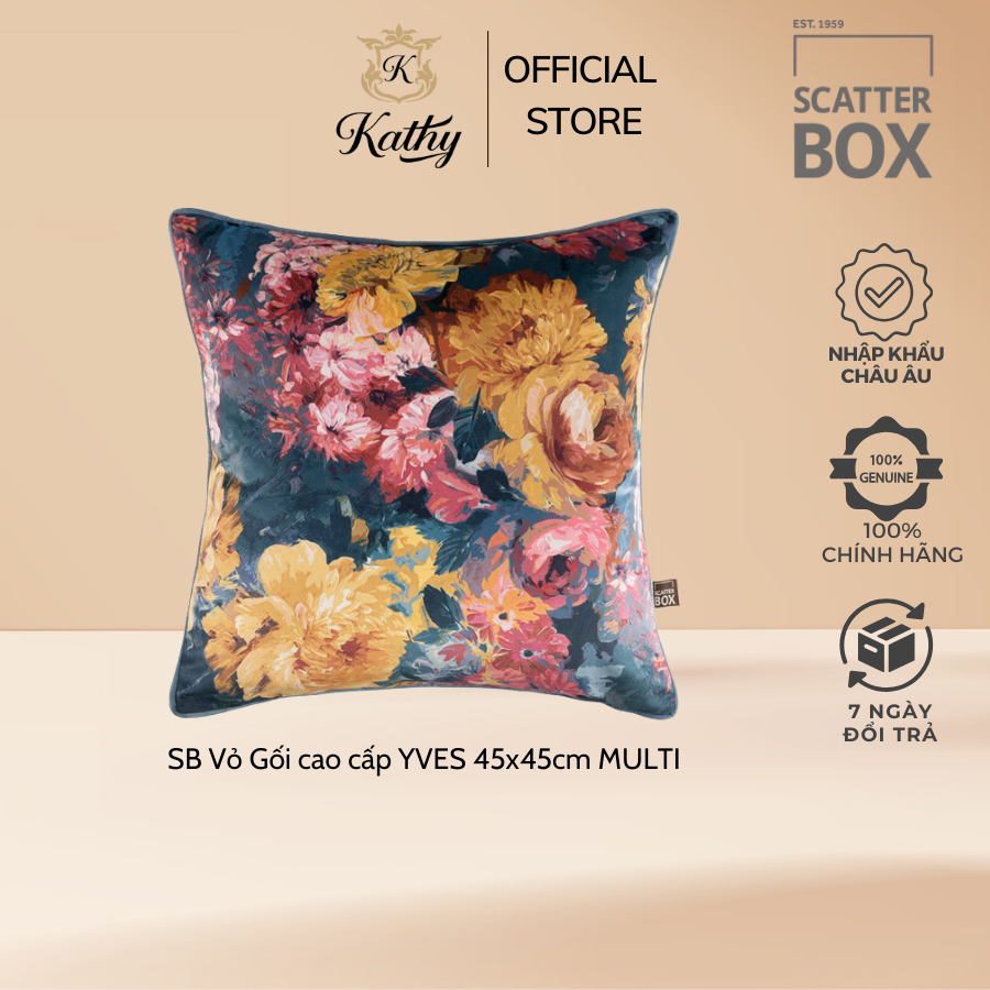 SCATTER BOX Vỏ Gối Cao Cấp nhập khẩu Ireland Anh Quốc YVES màu MULTI kích thước 45x45cm phong cách cổ điển