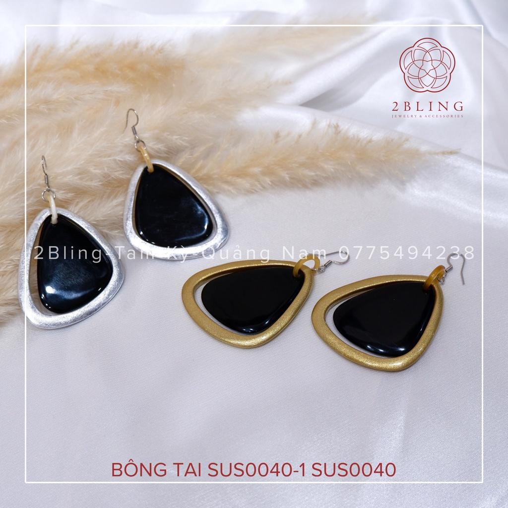 Bông tai sừng kết hợp sơn mài 2BLING thời trang SUS0040