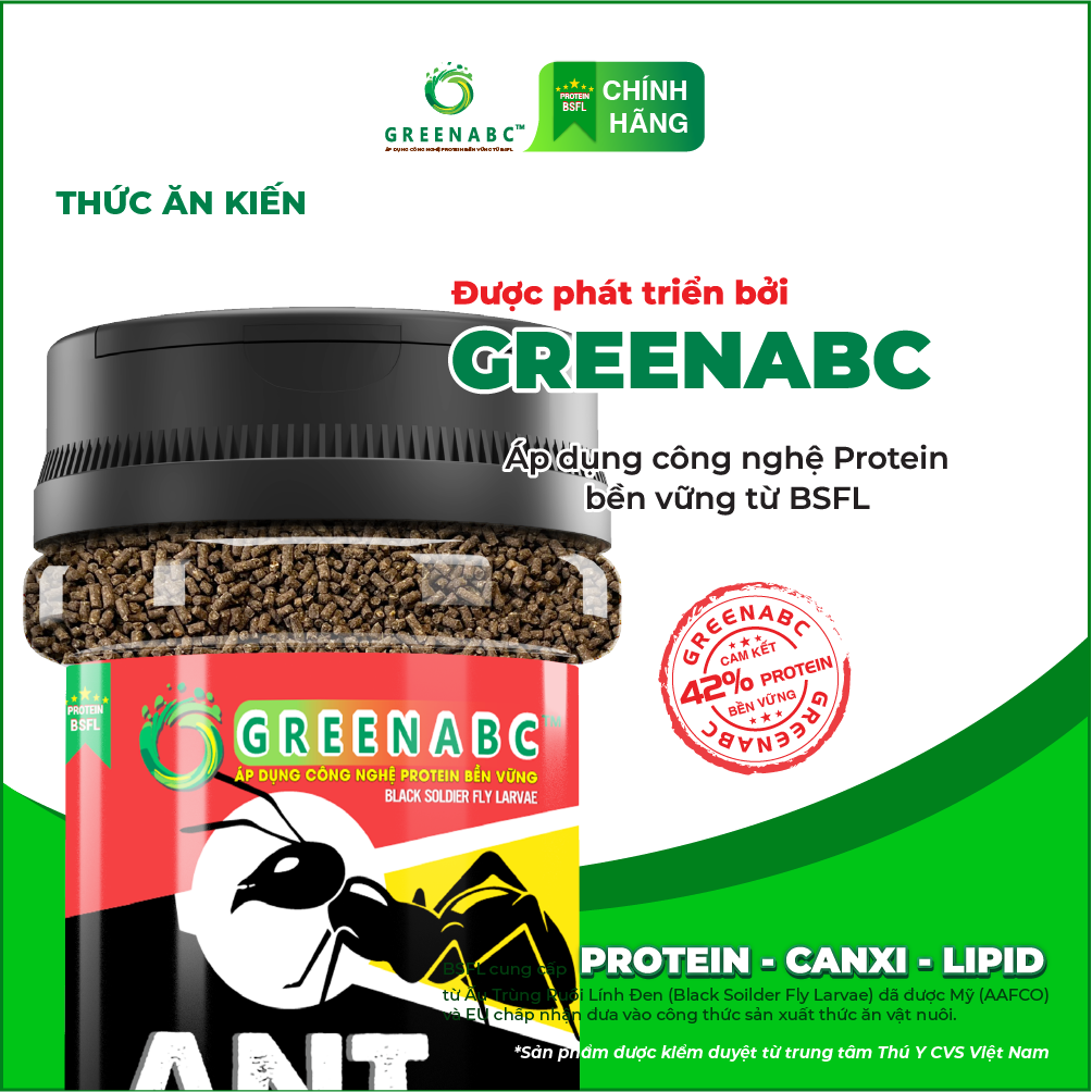 Thức ăn dành cho Kiến GREENABC từ côn trùng - Hộp 60g - Tăng sức khỏe, hỗ trợ kiến phát triển mạnh mẽ, tiêu hóa tốt