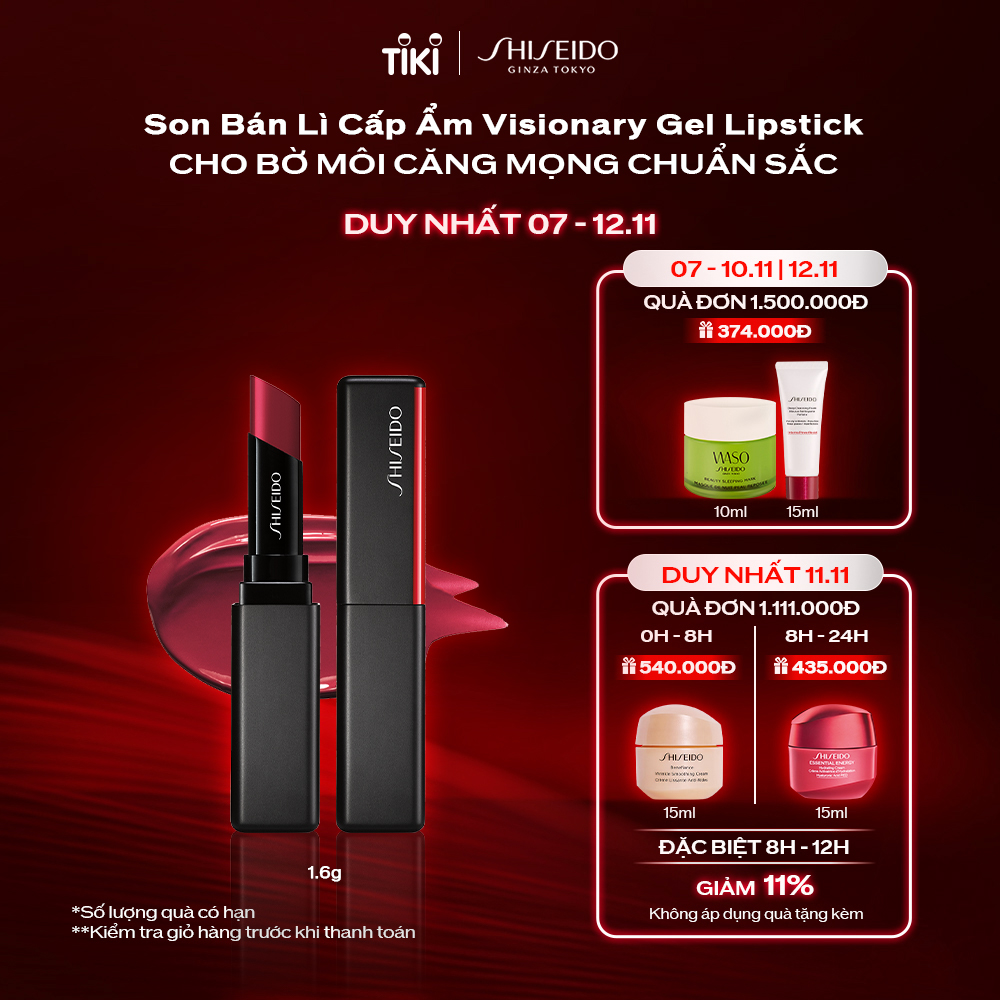 Son bán lì kết cấu gel Shiseido VisionAiry Gel Lipstick 204 Scarlet Rush