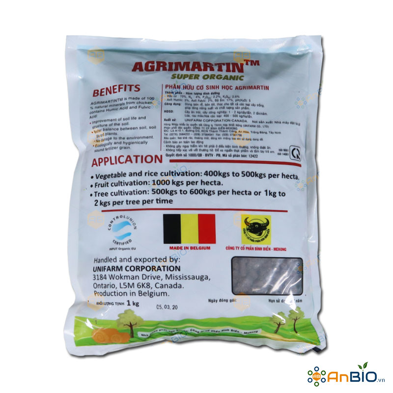 Phân Gà Hữu Cơ Agrimartin Gói 1Kg