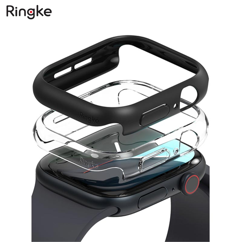 Bộ 2 ốp cho Apple Watch 10 RINGKE Slim 46mm / 42mm - Hàng Chính Hãng - Clear &amp; Dark Gray