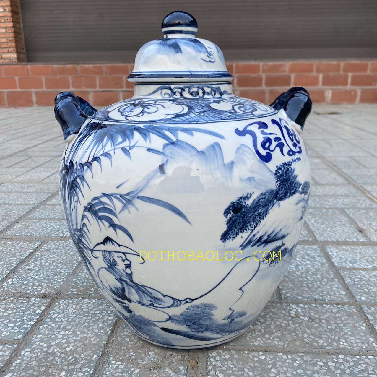 Bình ngâm ruou sứ Bát Tràng Tài Lộc - Không vòi 20 lít