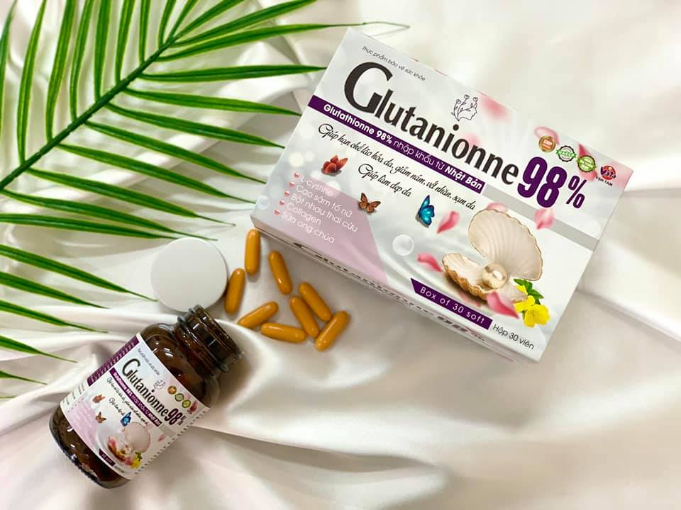 Viên uống làm đẹp Glutanionne 98% hỗ trợ làm trắng cải thiện sạm nám ngăn ngừa lão da hóa hiệu quả