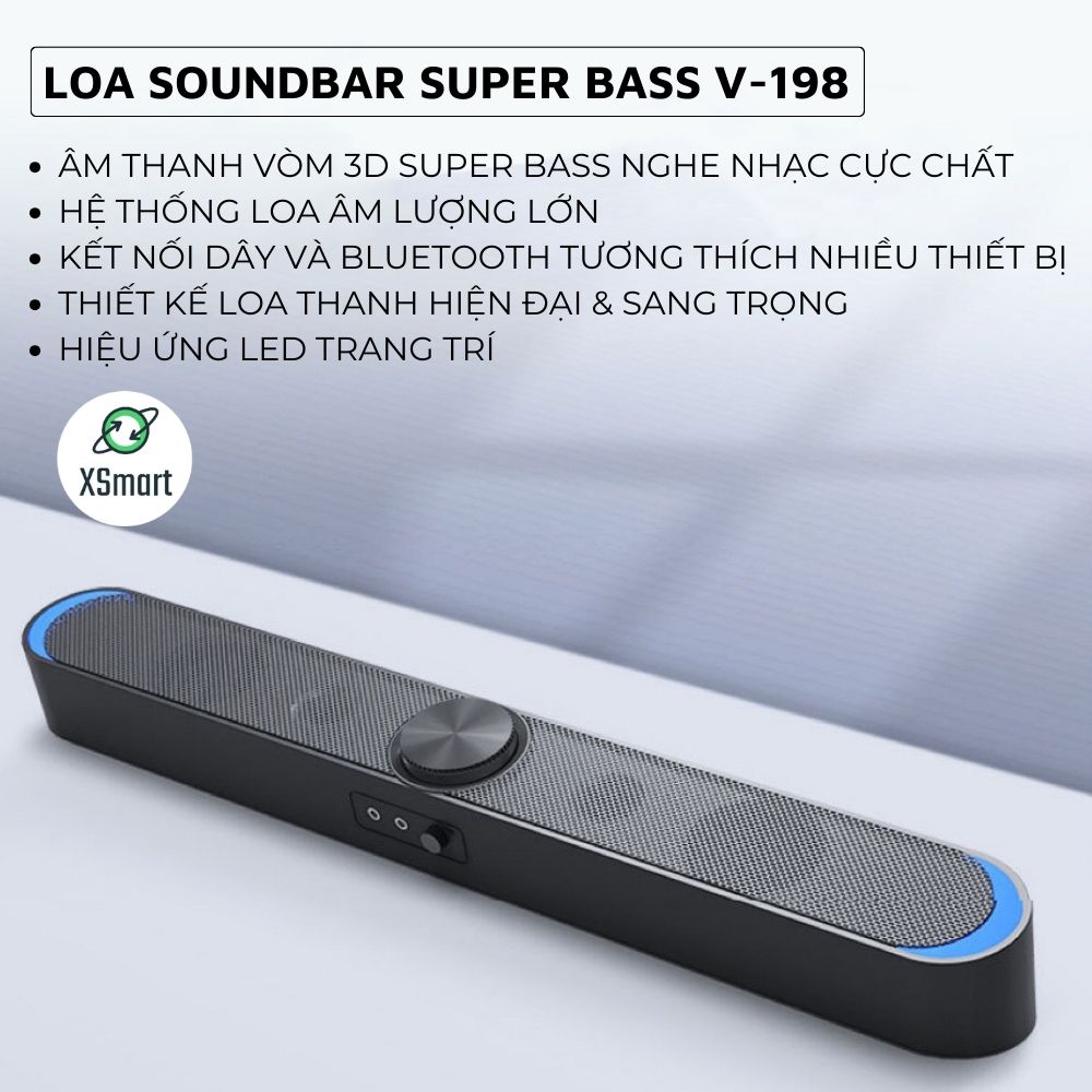 Loa Bluetooth SADA V-198 SUPER BASS 2024 Âm Thanh Vòm 3D Phiên Bản Đặc Biệt Dùng Cho Máy Tính Vi Tính Laptop PC Tivi-Hàng Chính Hãng