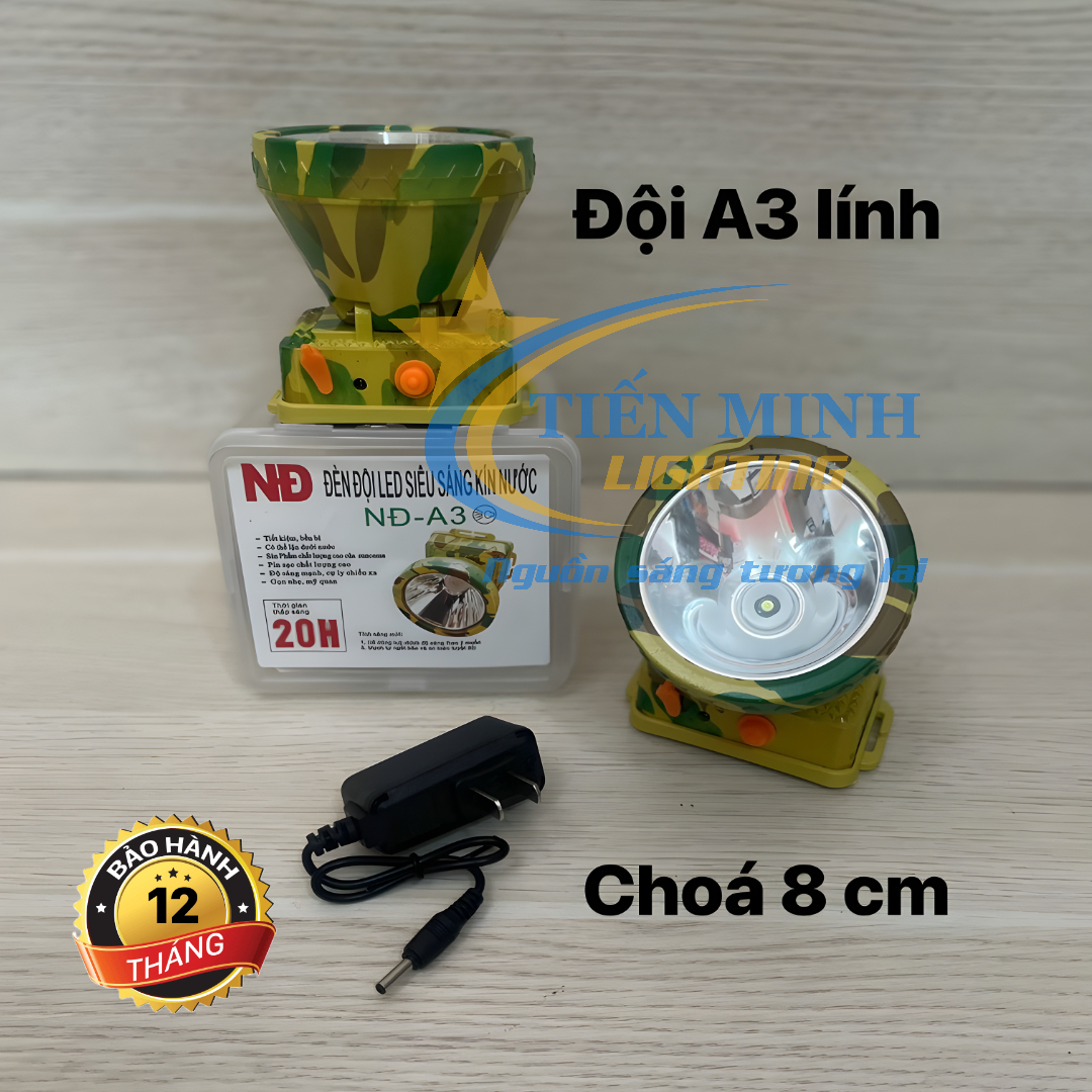 ĐÈN ĐỘI ĐẦU NĐ-A3 (100W), CÔNG TẮC BẤM, 2 CHẾ ĐỘ SÁNG, ÁNH SÁNG TRẮNG HOẶC VÀNG