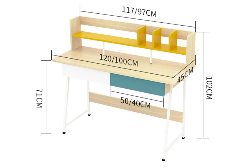 Bàn Học Gỗ Cao Cấp Thiết Kế Đơn Giản, Bàn Làm Việc Chân Sắt Cá Tính BH-53