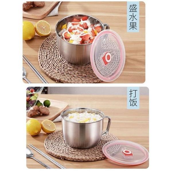 CA CHÁO,C A MÌ INOX CÓ NẮP ĐẬY, CÓ TAY CẦM TIỆN DỤNG
