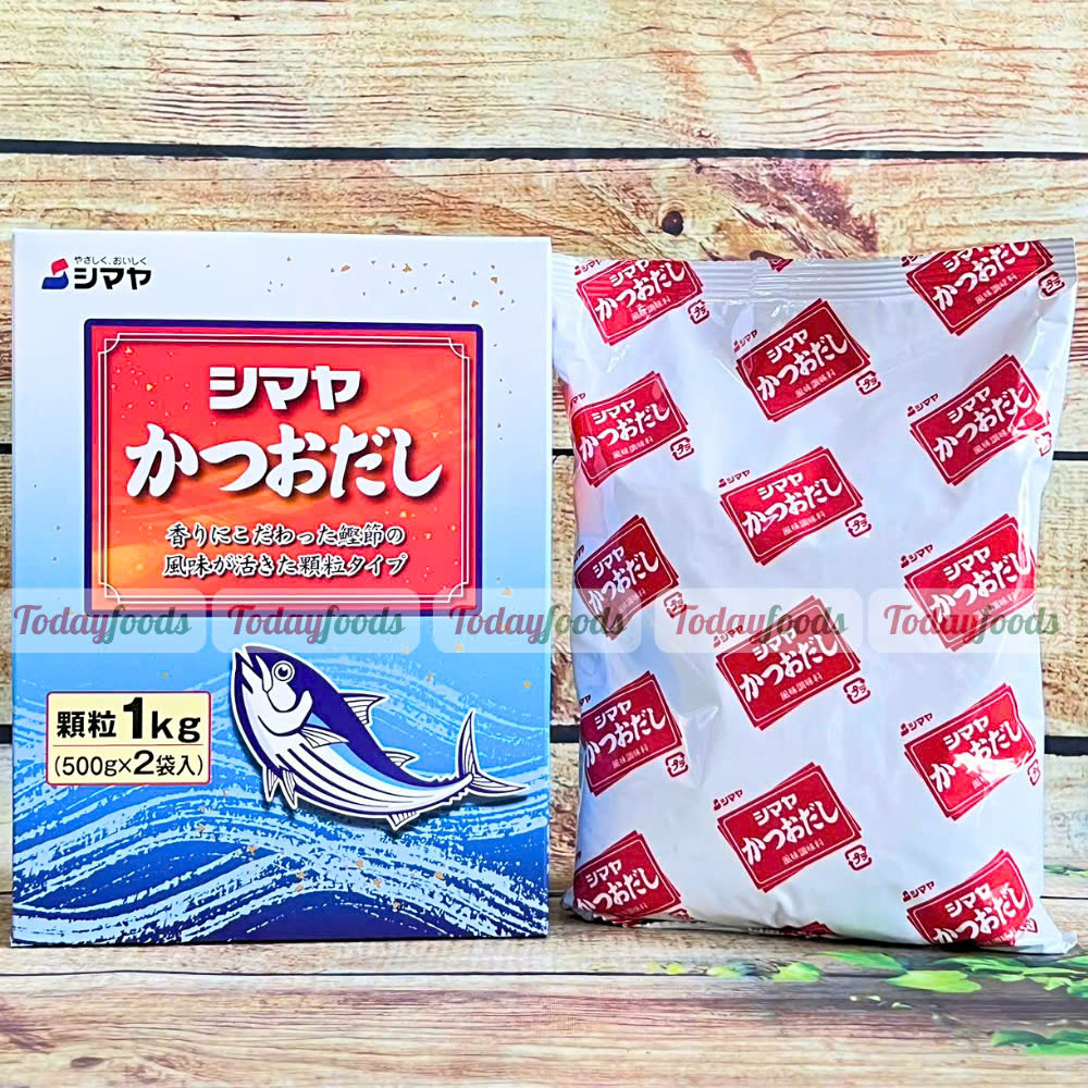 Hạt Nêm Cá Ngừ Nhật Bản Shimaya Katsuo Dashi 1Kg - Hạt Nêm Nhật - Chia 2 Gói 500G Tiện Lợi