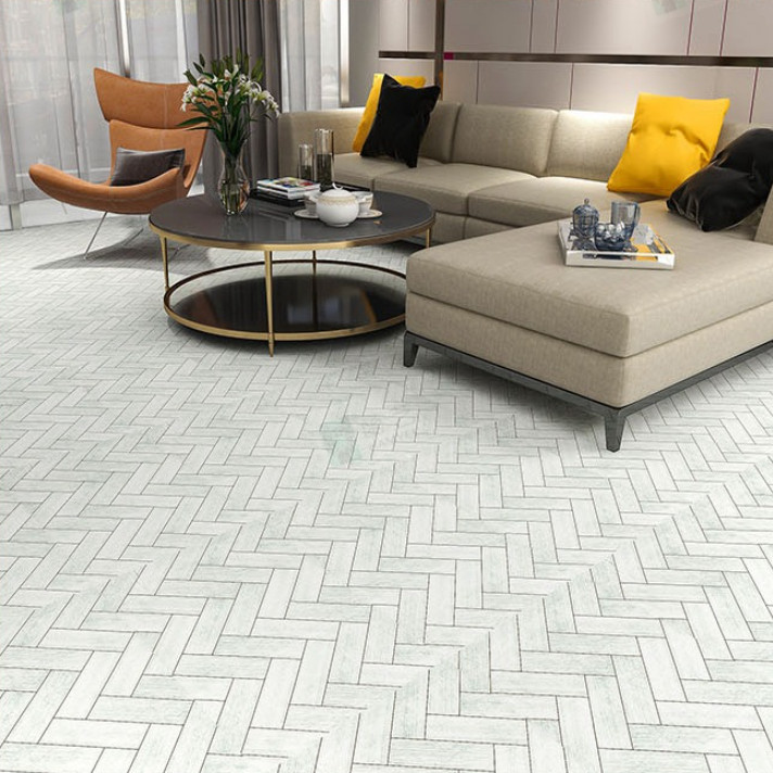 COMBO CUỘN 3 mét decal dán nền dán sàn GỖ CHÉO TRẮNG HS2607 KHỔ 60CM KEO SẴN