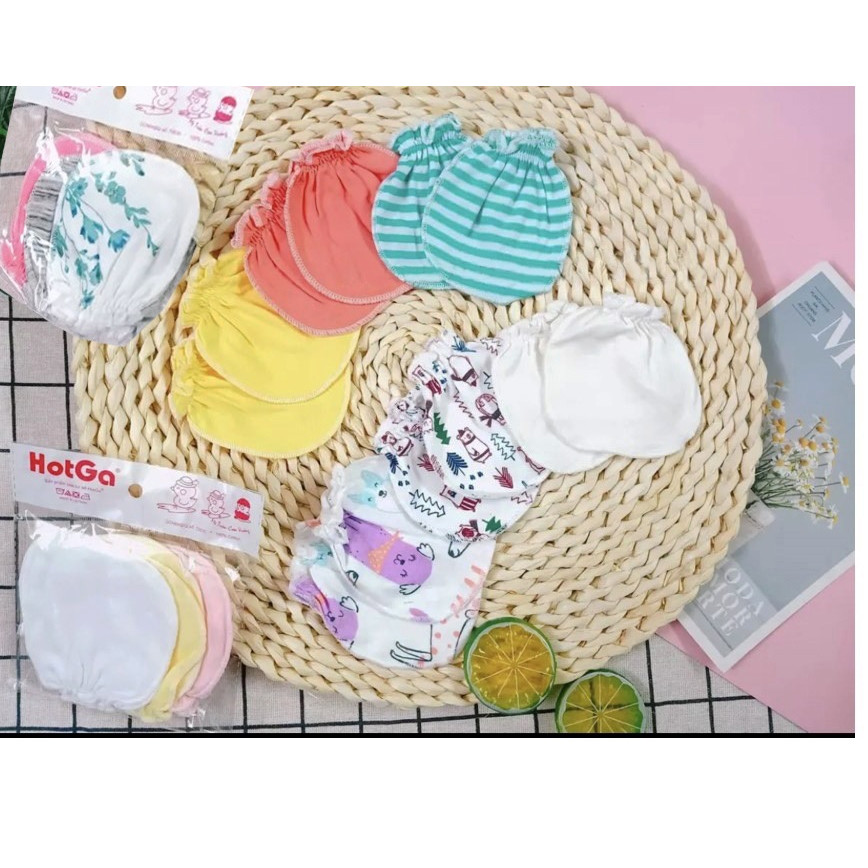 SET 6 ĐÔI BAO TAY CHO BÉ SƠ SINH MỀM MỊN MÀU NGẪU NHIÊN CHO BÉ
