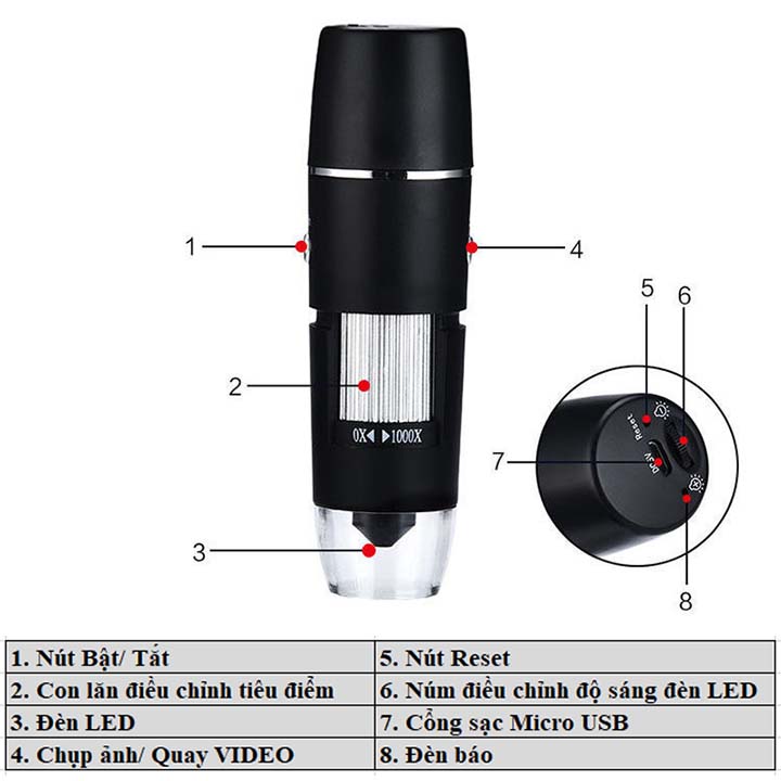 Kính Hiển Vi Điện Tử WIFI W04 1000x