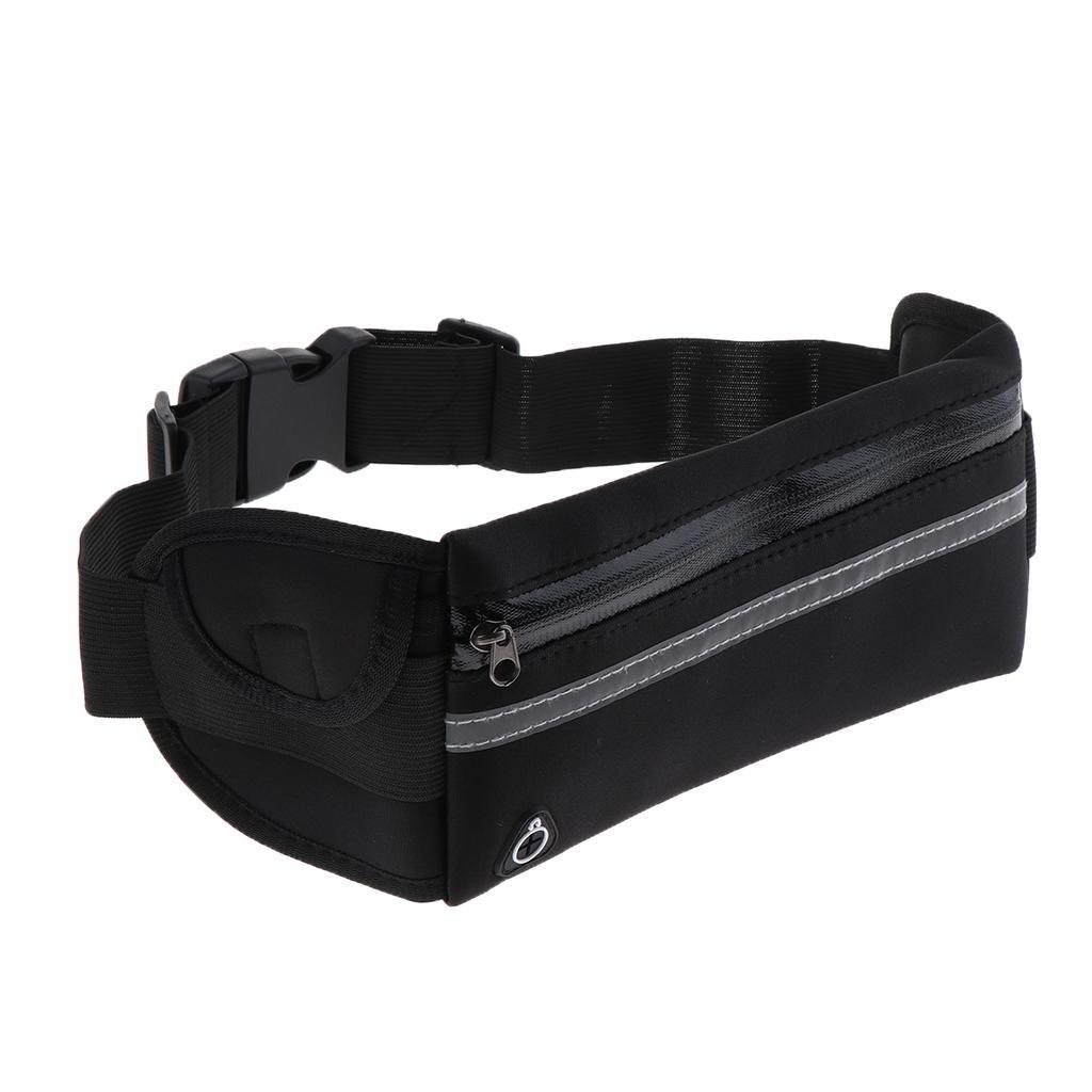 2 Pieces Waterproof Running Jogging Belt Bum Waist Pouch Fanny Pack Black
