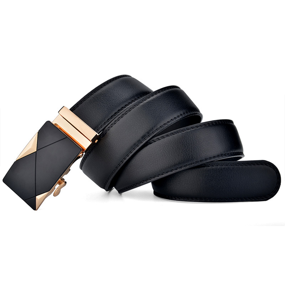 Thắt lưng nam da thật 2 tam giác vàng , khóa kim loại kiểu tự động - D&D Fashion