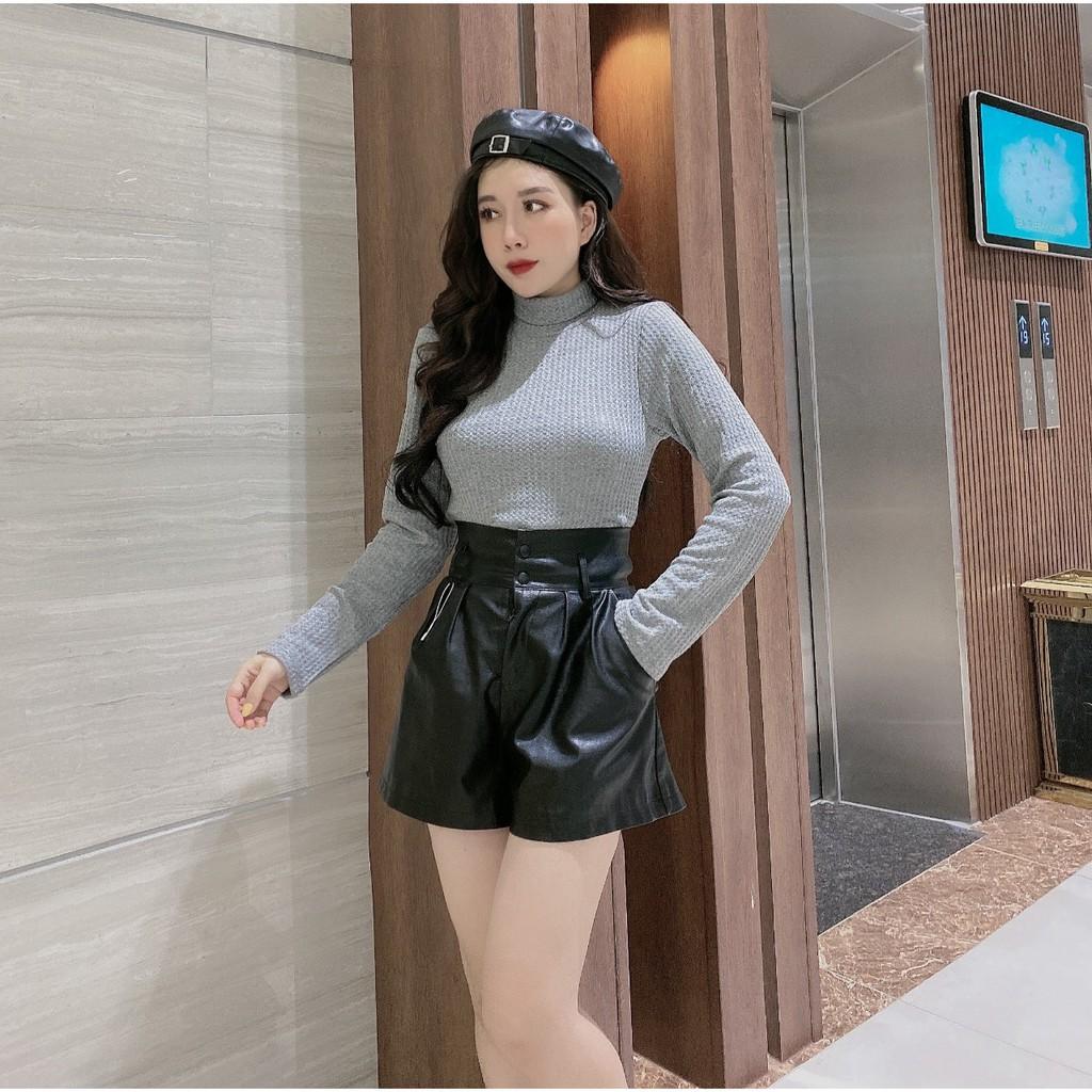 Áo len nữ cổ lọ dài tay chất tăm vuông nhiều màu coco land ulzzang