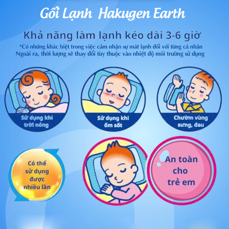 Gối lạnh Hakugen Earth Nhật Bản Làm Mát 3-6 Tiếng Giúp Ngủ Ngon Thư Giãn