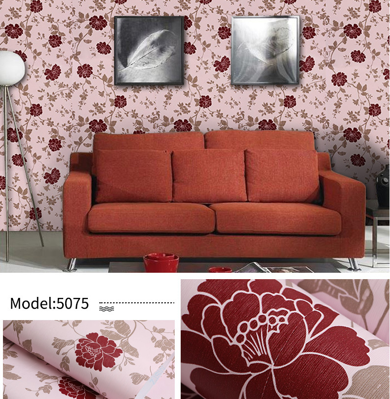 Combo 10 mét giấy dán tường, decal dán tường trang trí nhà cửa HOA CÚC ĐỎ khổ 45cm
