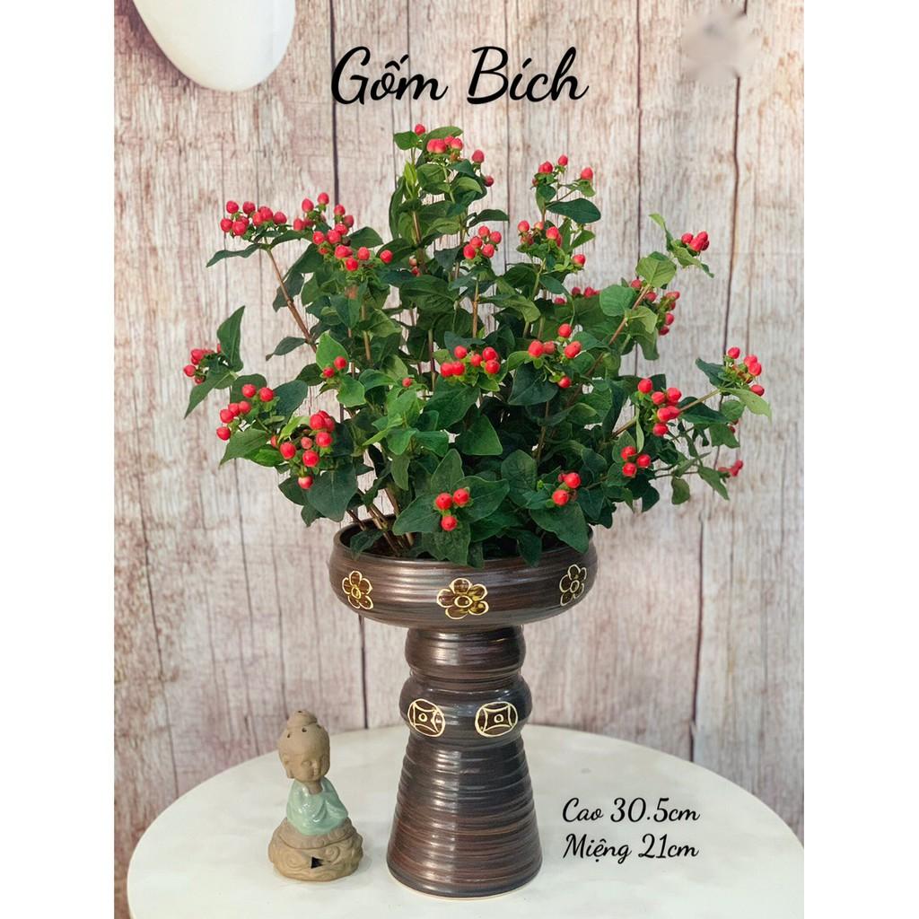 Bình Hoa Lọ Hoa Dáng Mặt Hồ Men Mộc Mẫu Mới Men Mới Gốm Sứ Bát Tràng - Gốm Bích
