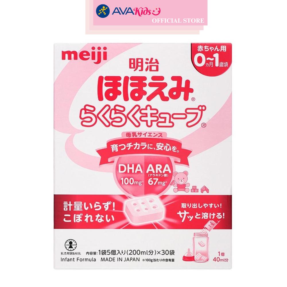 Sữa bột nội địa Nhật dạng thanh Meiji Hohoemi Raku Raku Cube 810g (0 - 12 tháng)