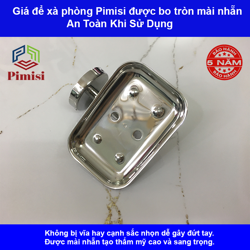 Khay đựng xà phòng cục dán tường Pimisi inox 304 dùng làm kệ xà bông trong nhà tắm gắn tường bằng keo không cần khoan | Hàng chính hãng