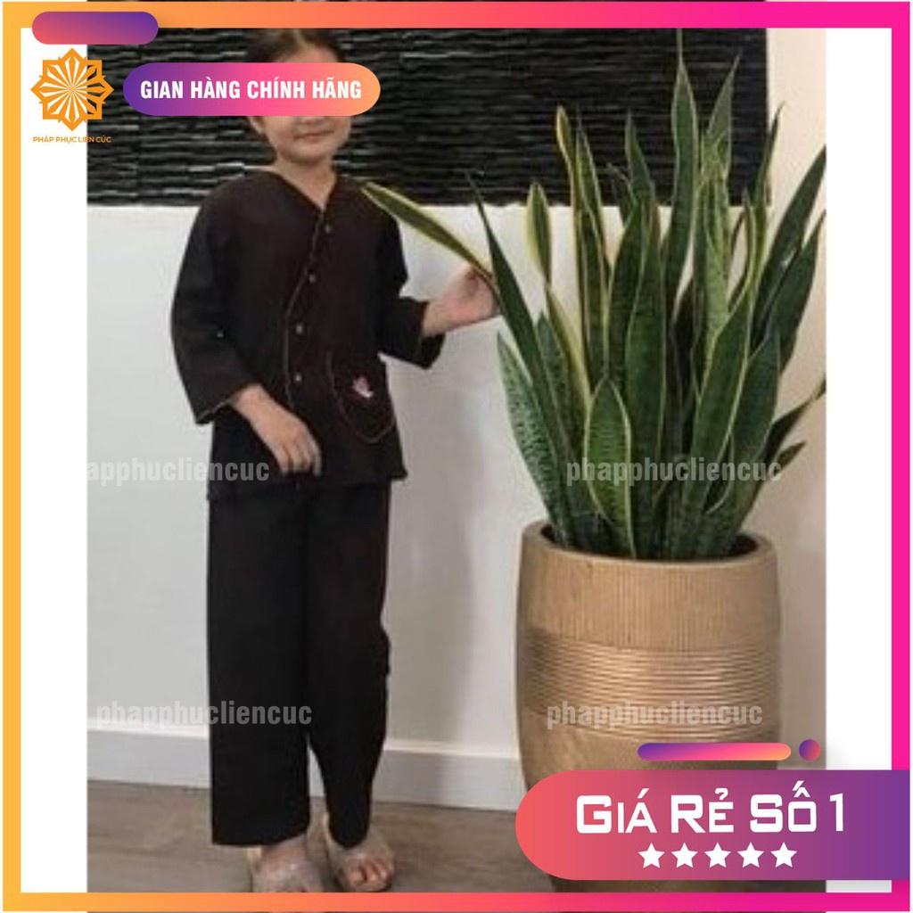 Đồ lam đi chùa bé gái - Pháp phục mẫu bà lai nhật vải kate, bền màu không nhăn xưởng may Liên Cúc