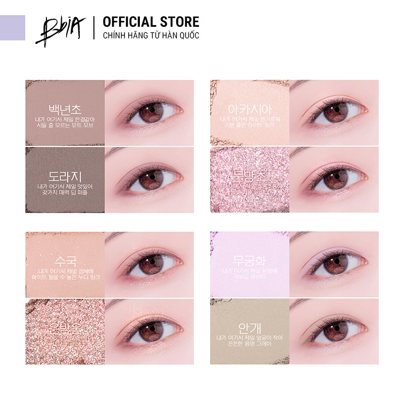 Combo 1 Phấn mắt Bbia Last Shadow Palette Love Series + 1 Bbia Never Die Tint Ver 2 tặng 1 túi Hologram